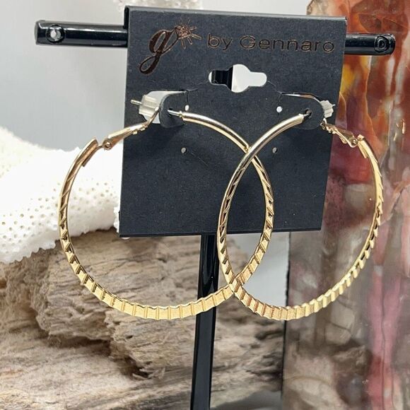 Gold Hoops G by Gennaro Earrings - Picture 6 of 6
